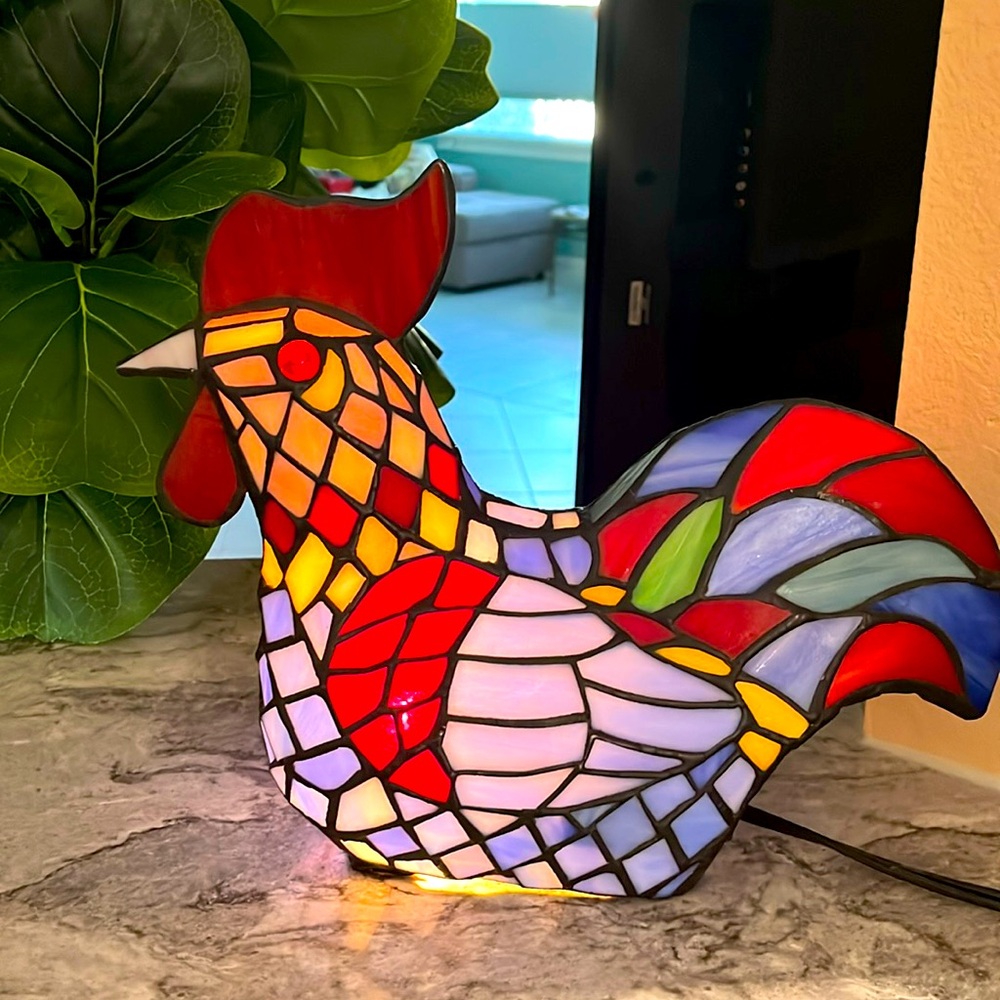 Amazing stained glass rooster lite